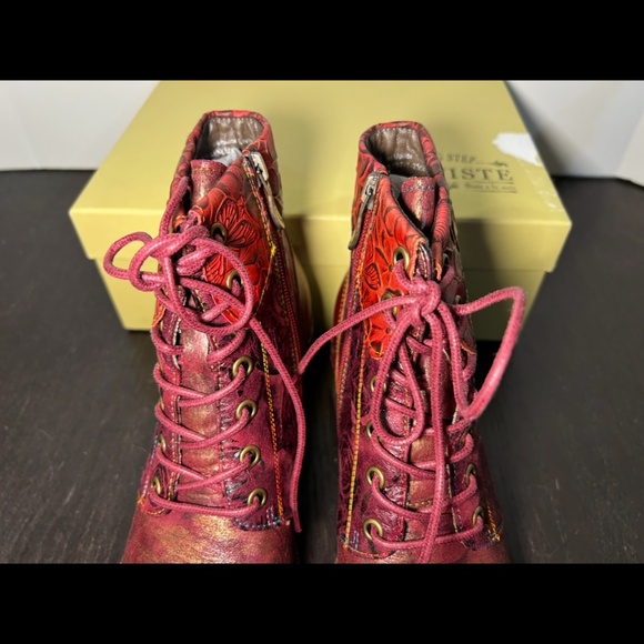L'Artiste by Spring Step Leather Boots Fallinluv Bordeaux Size EU 38/US 7.5-8 - Picture 6 of 16